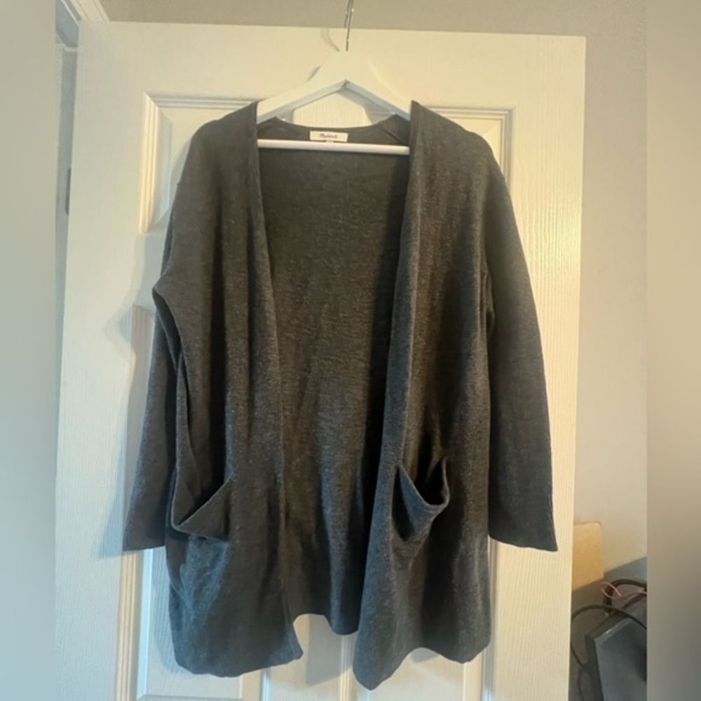 Madewell Womens Cardigan Sweater Size XXS Gray Open‎ Front Pockets Slub Knit